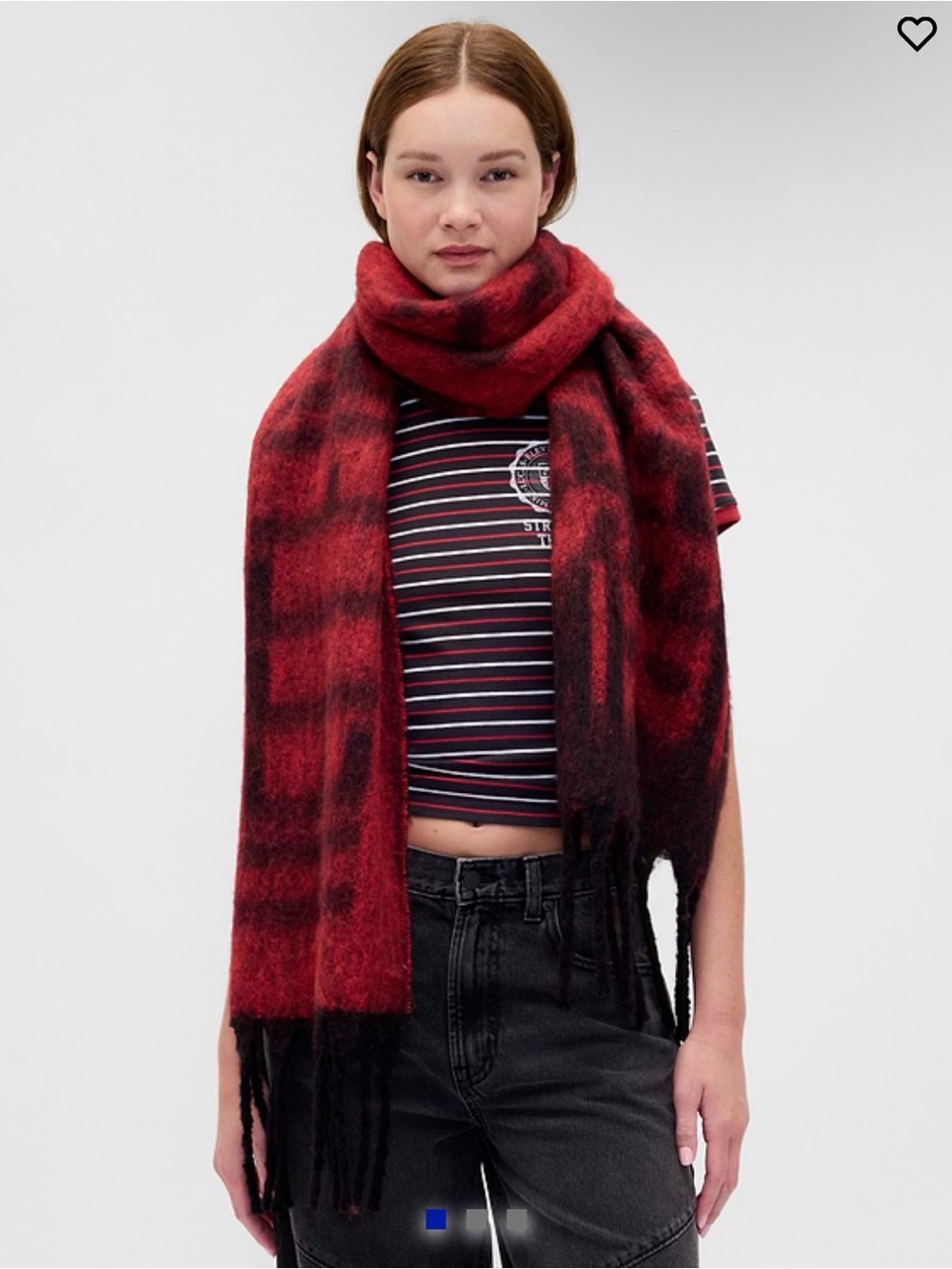 STRANGER THINGS GAP Red & Black  Cozy Fringe Scarf